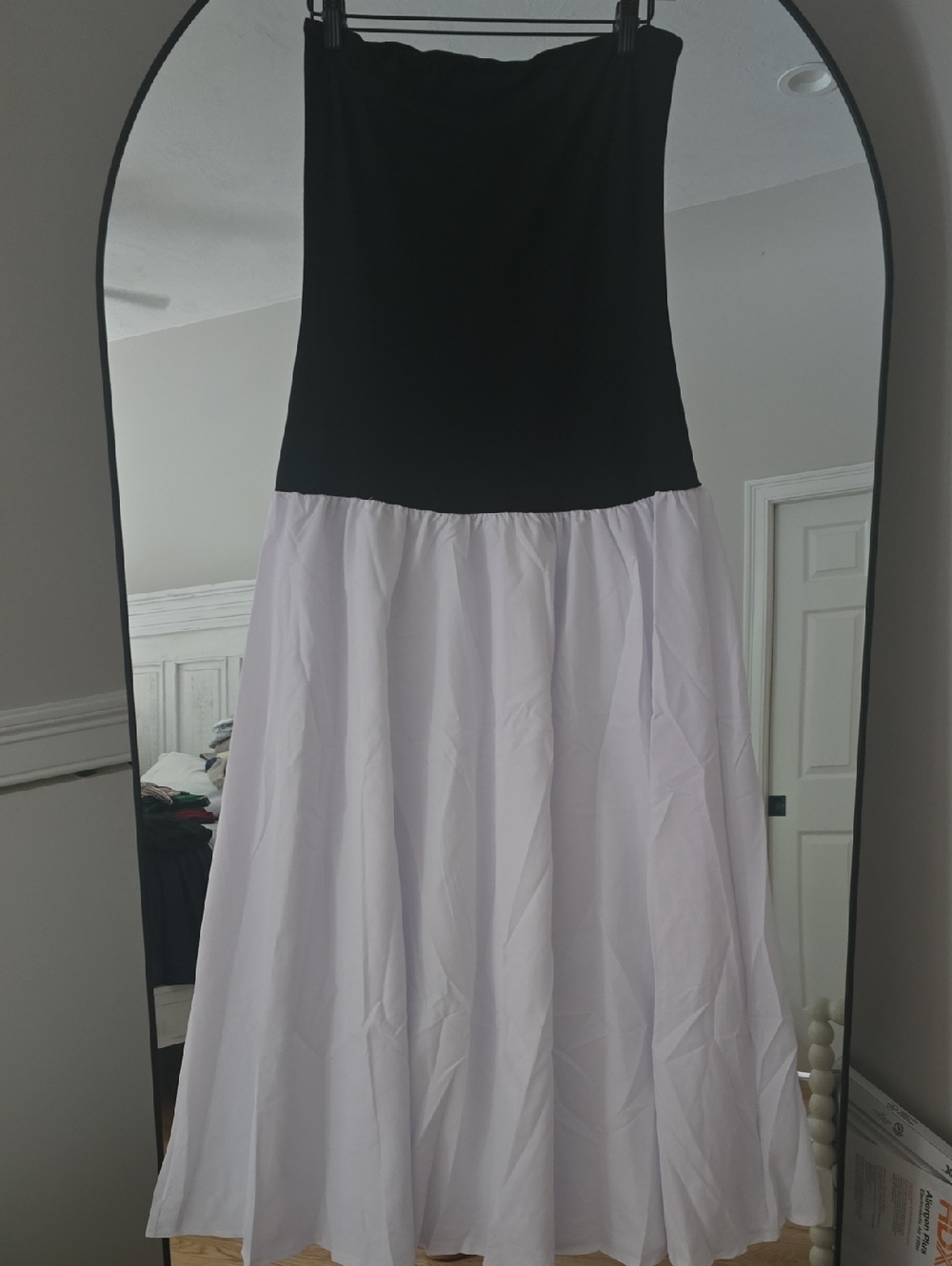 Black and White Strapless Maxi Dress